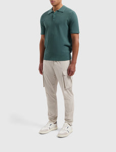 PURE PATH Structure Polo Knit Faded Green