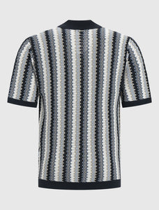 PURE PATH Striped Knitwear Shirt Navy