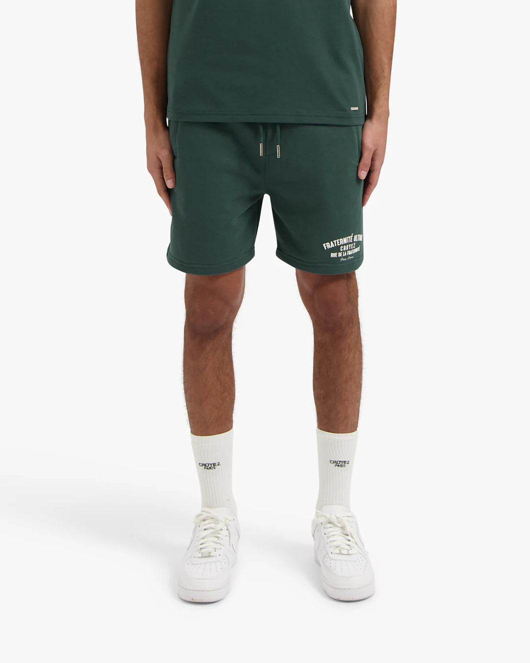 CROYEZ FRATERNITÉ PUFF SHORTS - DARK GREEN/OFF-WHITE