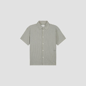 ØLÅF Boxy Seersucker Stripe SS Shirt Charcoal