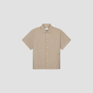 ØLÅF Boxy Seersucker Stripe SS Shirt Cinnamon Brown