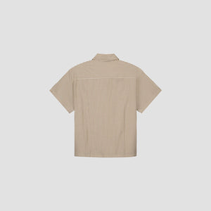 ØLÅF Boxy Seersucker Stripe SS Shirt Cinnamon Brown