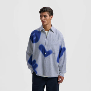 ØLÅF Stain Logo Stripe Shirt Blue Stripe