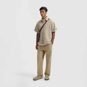 ØLÅF Boxy Seersucker Stripe SS Shirt Cinnamon Brown