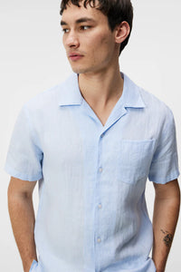 J.LINDEBERG ELIO LINEN MELANGE SHIRT Chambray Blue